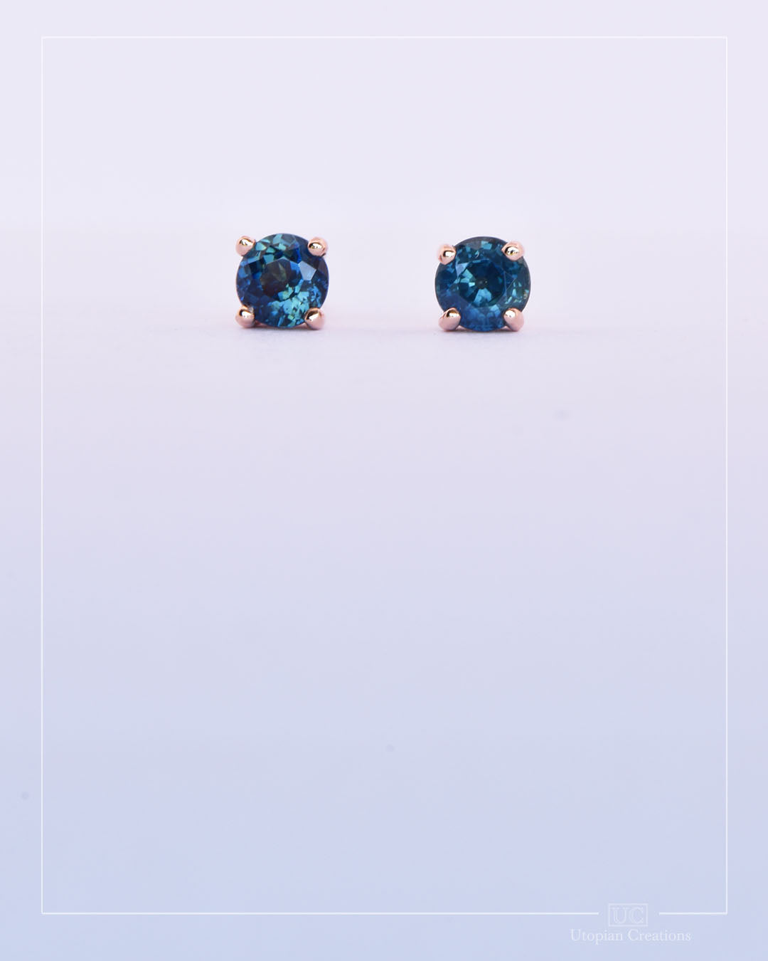 Australian Blue Sapphire Earrings Rose Gold - 0.77ct