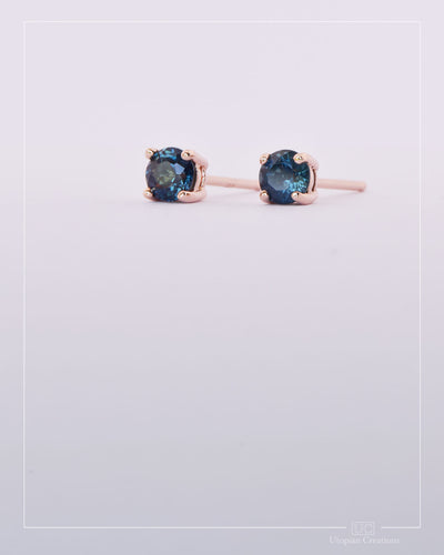 Australian Blue Sapphire Earrings Rose Gold - 0.77ct