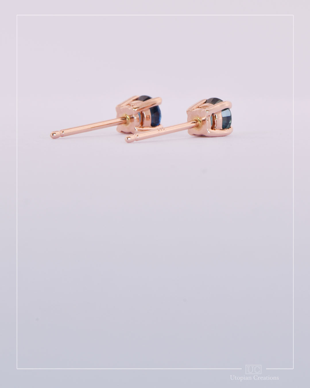 Australian Blue Sapphire Earrings Rose Gold - 0.77ct