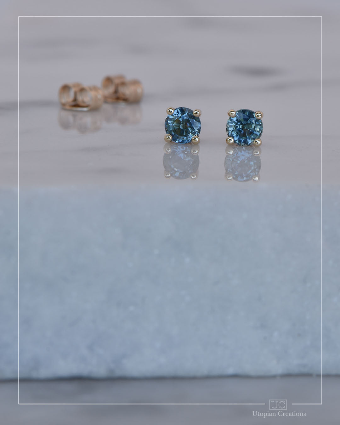 Australian Blue Sapphire Earrings Yellow Gold - 0.74ct, 4.2mm