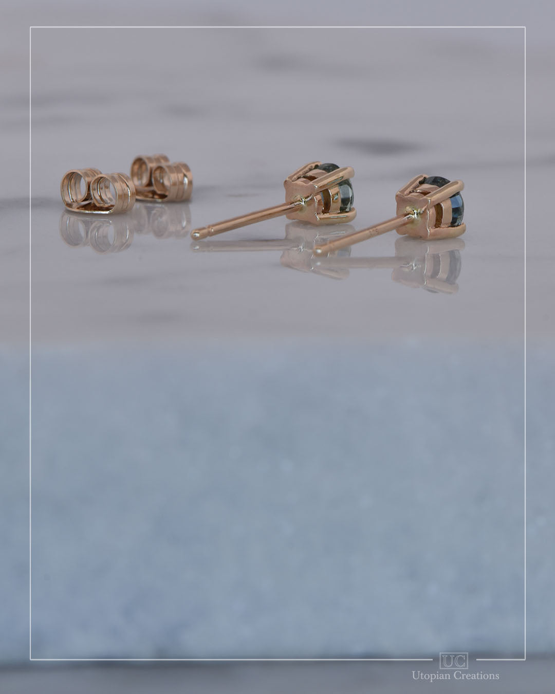 Australian Blue Sapphire Earrings Yellow Gold - 0.74ct, 4.2mm