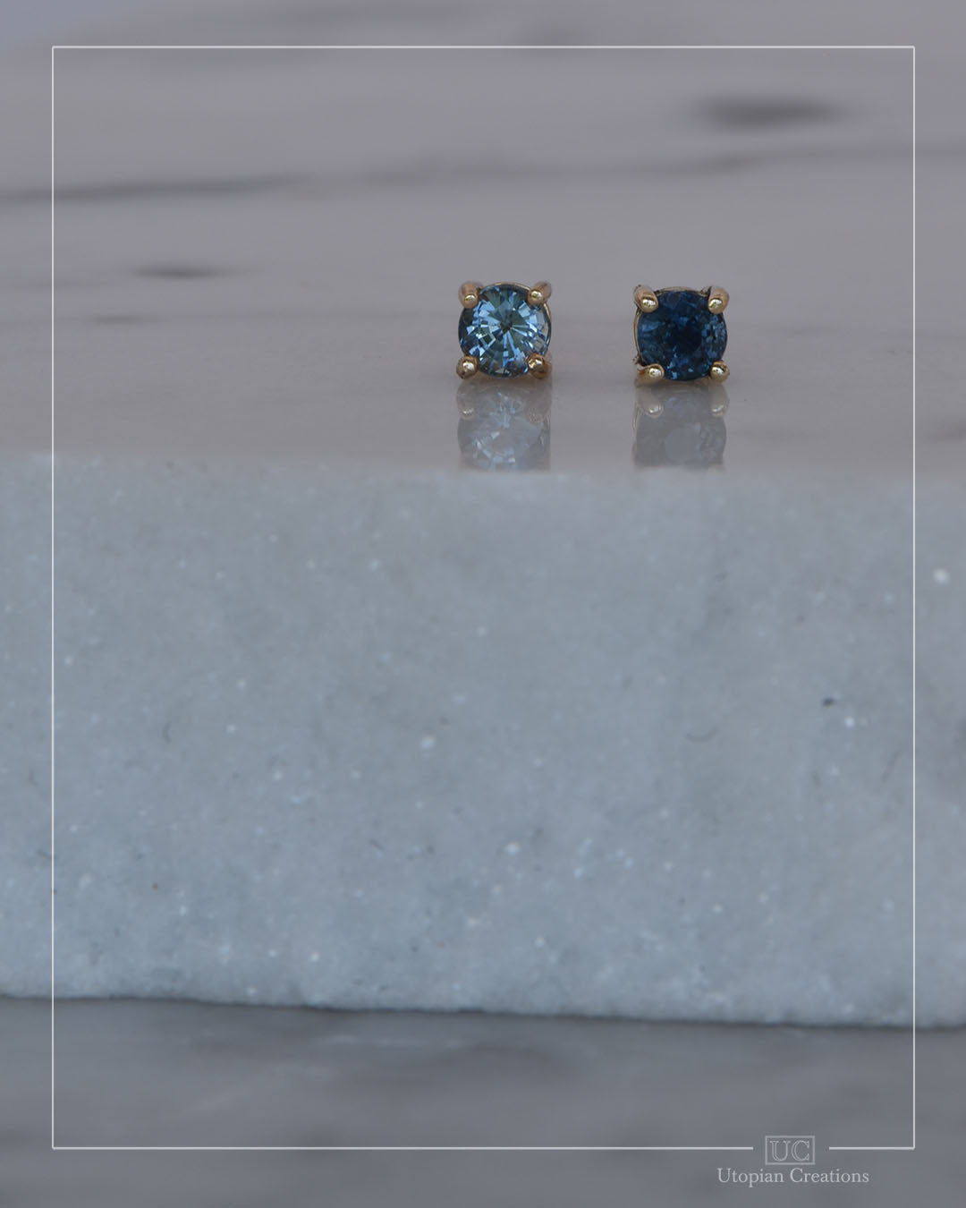 Australian Blue Sapphire Earrings Yellow Gold - 0.47ct