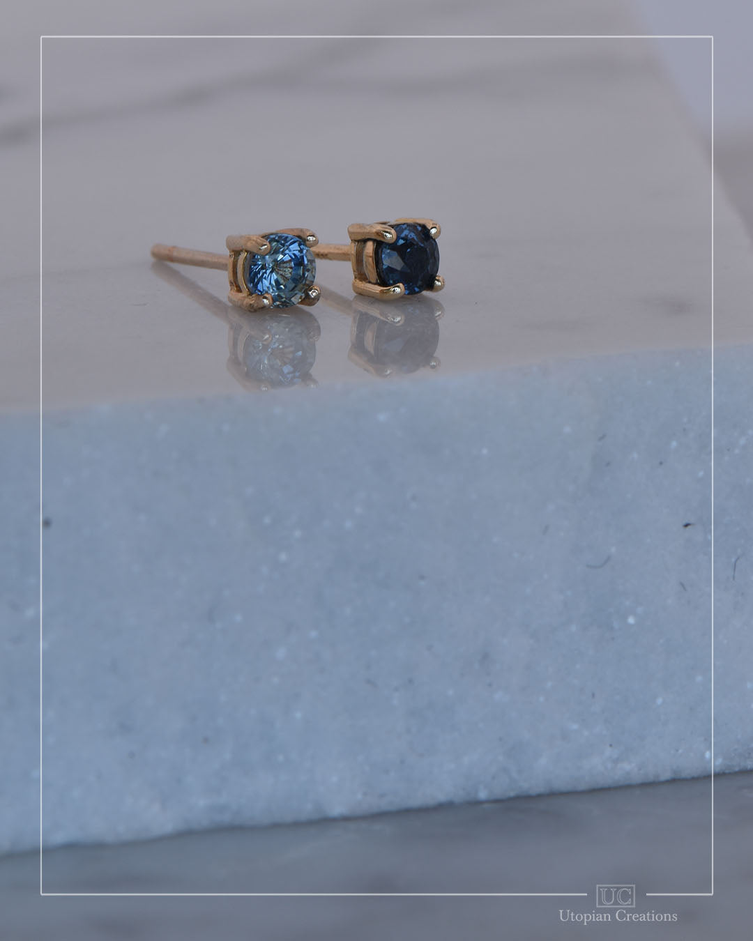 Australian Blue Sapphire Earrings Yellow Gold - 0.47ct