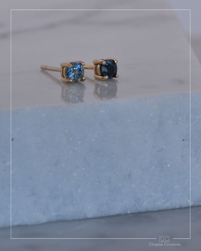 Australian Blue Sapphire Earrings Yellow Gold - 0.47ct