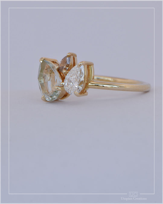 Calypso – Pear Trilogy Aquamarine &amp; Diamond Ring