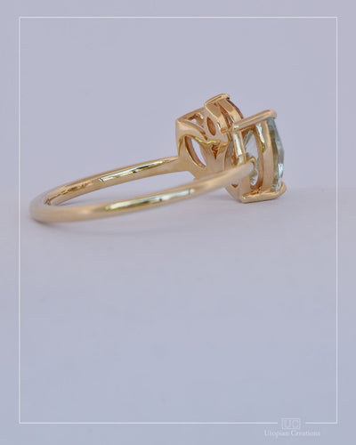 Calypso – Pear Trilogy Aquamarine & Diamond Ring