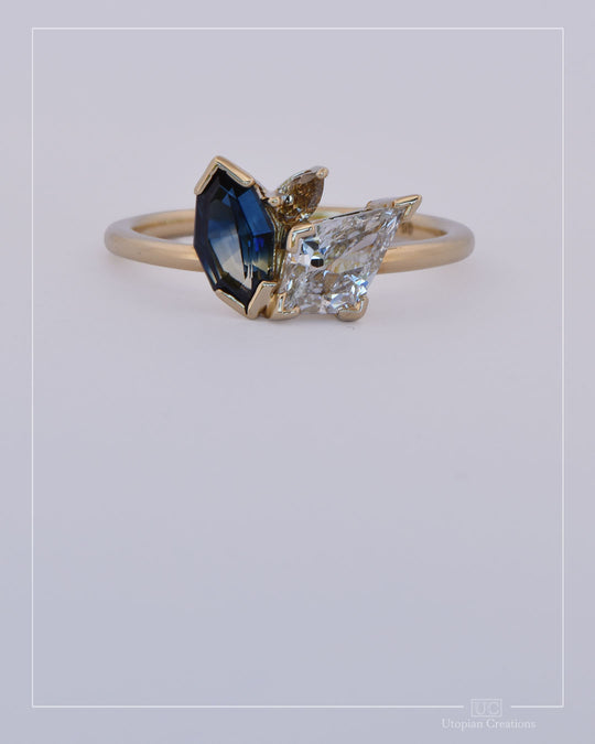 Cassia – Trilogy Australian Sapphire &amp; Argyle Champagne Diamond Ring