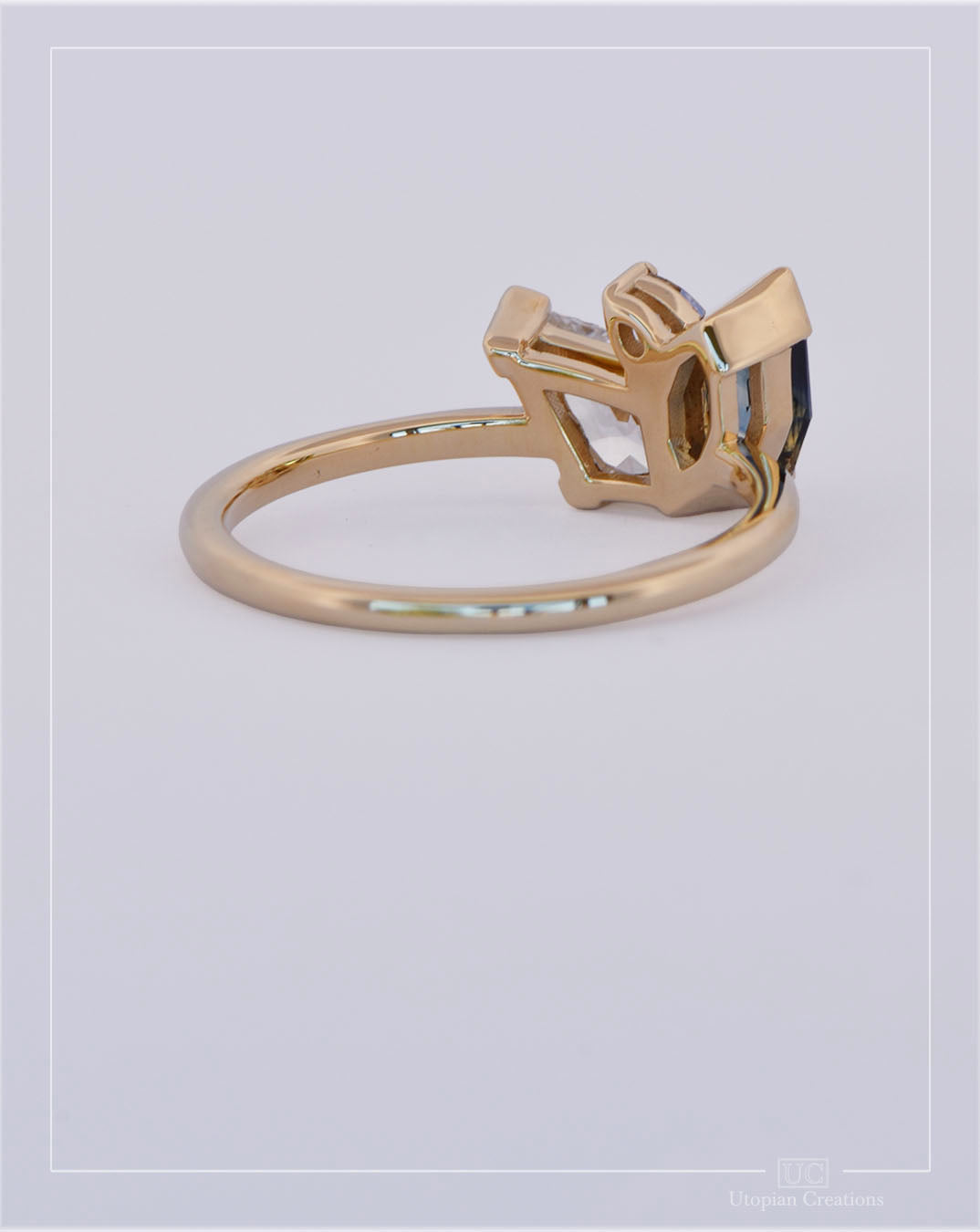 Cassia – Trilogy Australian Sapphire &amp; Argyle Champagne Diamond Ring