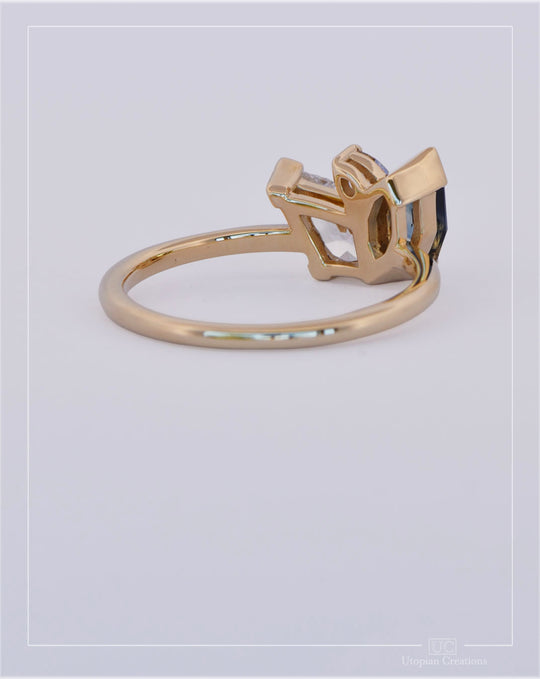 Cassia – Trilogy Australian Sapphire &amp; Argyle Champagne Diamond Ring
