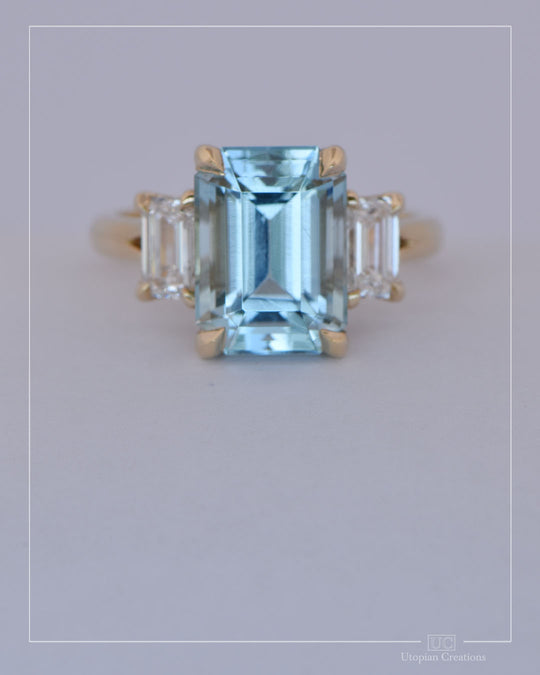 Celestia – Trilogy –  Aquamarine &amp; Diamond Ring