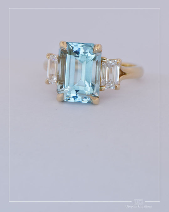 Celestia – Trilogy –  Aquamarine &amp; Diamond Ring