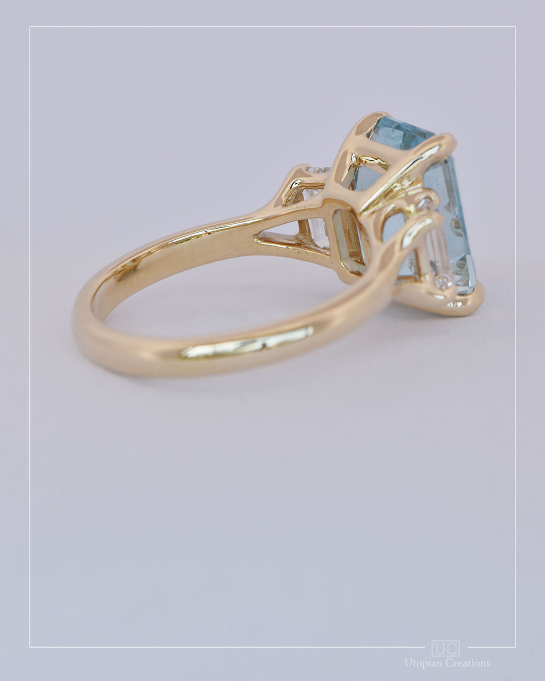 Celestia – Trilogy –  Aquamarine &amp; Diamond Ring