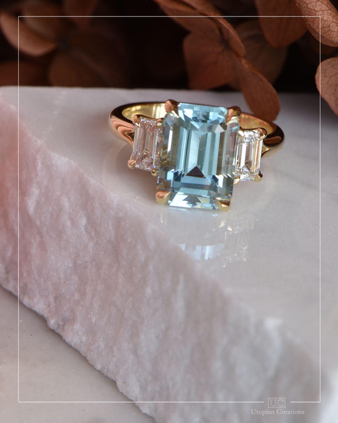 Celestia – Trilogy –  Aquamarine &amp; Diamond Ring
