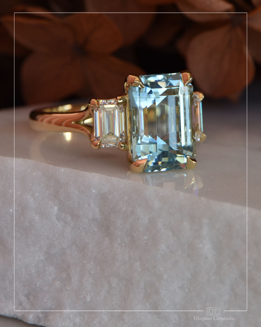 Celestia – Trilogy –  Aquamarine &amp; Diamond Ring