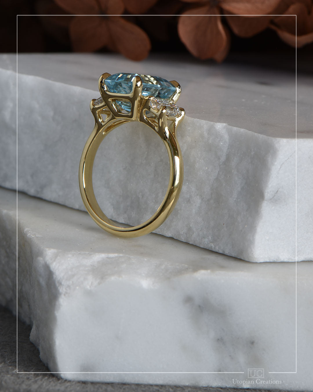 Celestia – Trilogy –  Aquamarine &amp; Diamond Ring