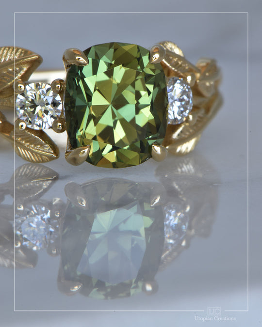 Chloe -  2.68ct Aus Sapphire &amp; 0.26tcw Argyle Diamond Trilogy