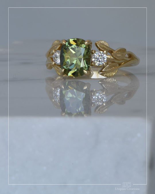 Chloe -  2.68ct Aus Sapphire &amp; 0.26tcw Argyle Diamond Trilogy