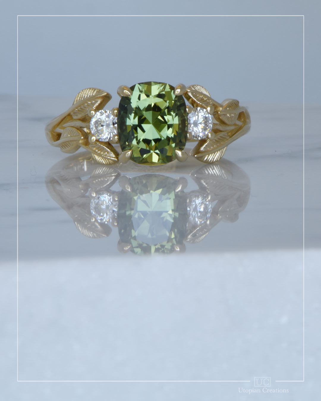 Chloe -  2.68ct Aus Sapphire &amp; 0.26tcw Argyle Diamond Trilogy