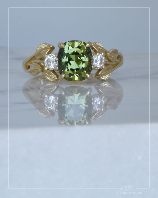 Chloe -  2.68ct Aus Sapphire &amp; 0.26tcw Argyle Diamond Trilogy