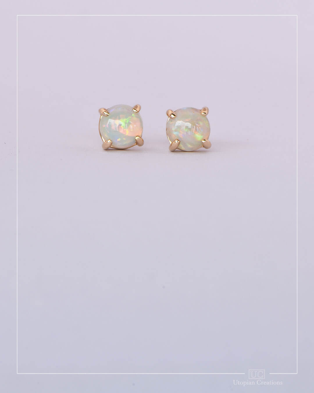 Australian Opal Stud Earrings - Yellow Gold