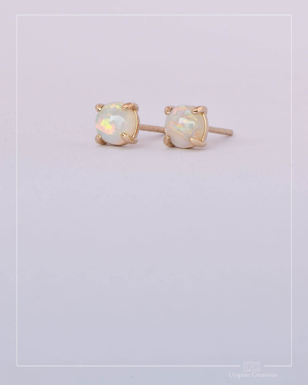 Australian Opal Stud Earrings - Yellow Gold