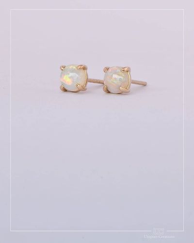 Australian Opal Stud Earrings - Yellow Gold