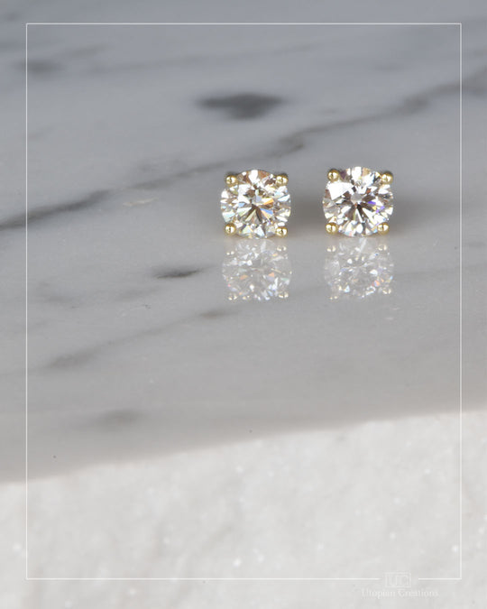 Classic Everyday Diamond Earrings - Yellow Gold - 0.88tcw