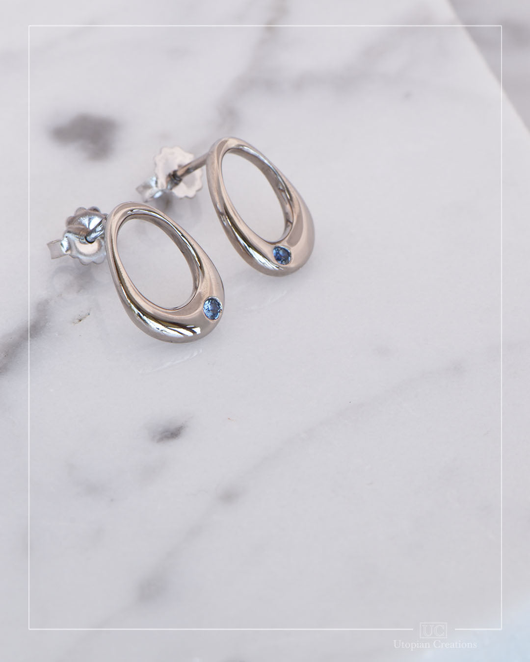 Dew Earrings - 18k White Gold Earrings and Bright Blue Australian Sapphires