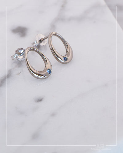 Dew Earrings - 18k White Gold Earrings and Bright Blue Australian Sapphires