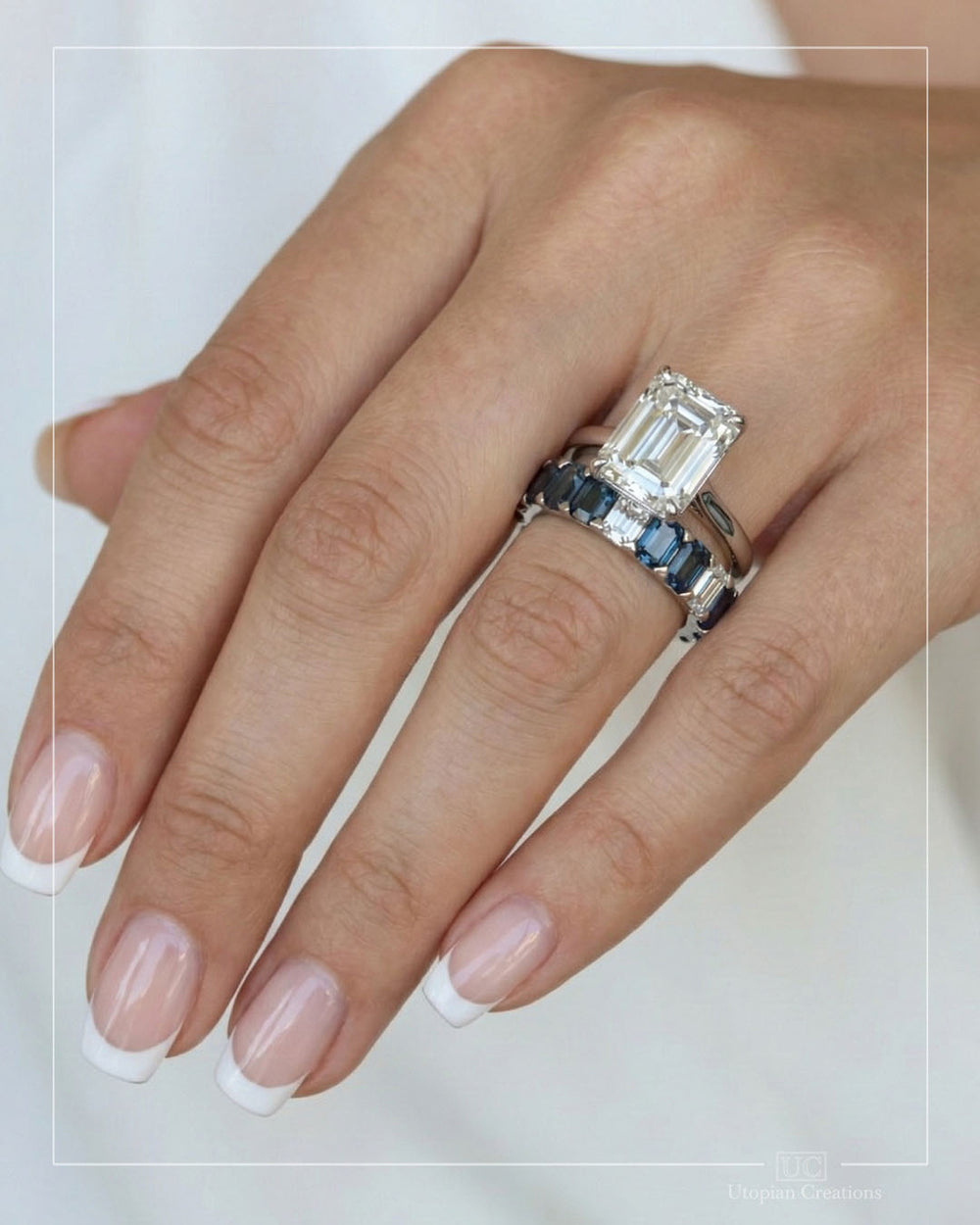 Sylvia - Australian Sapphire & Diamond Ring - White gold