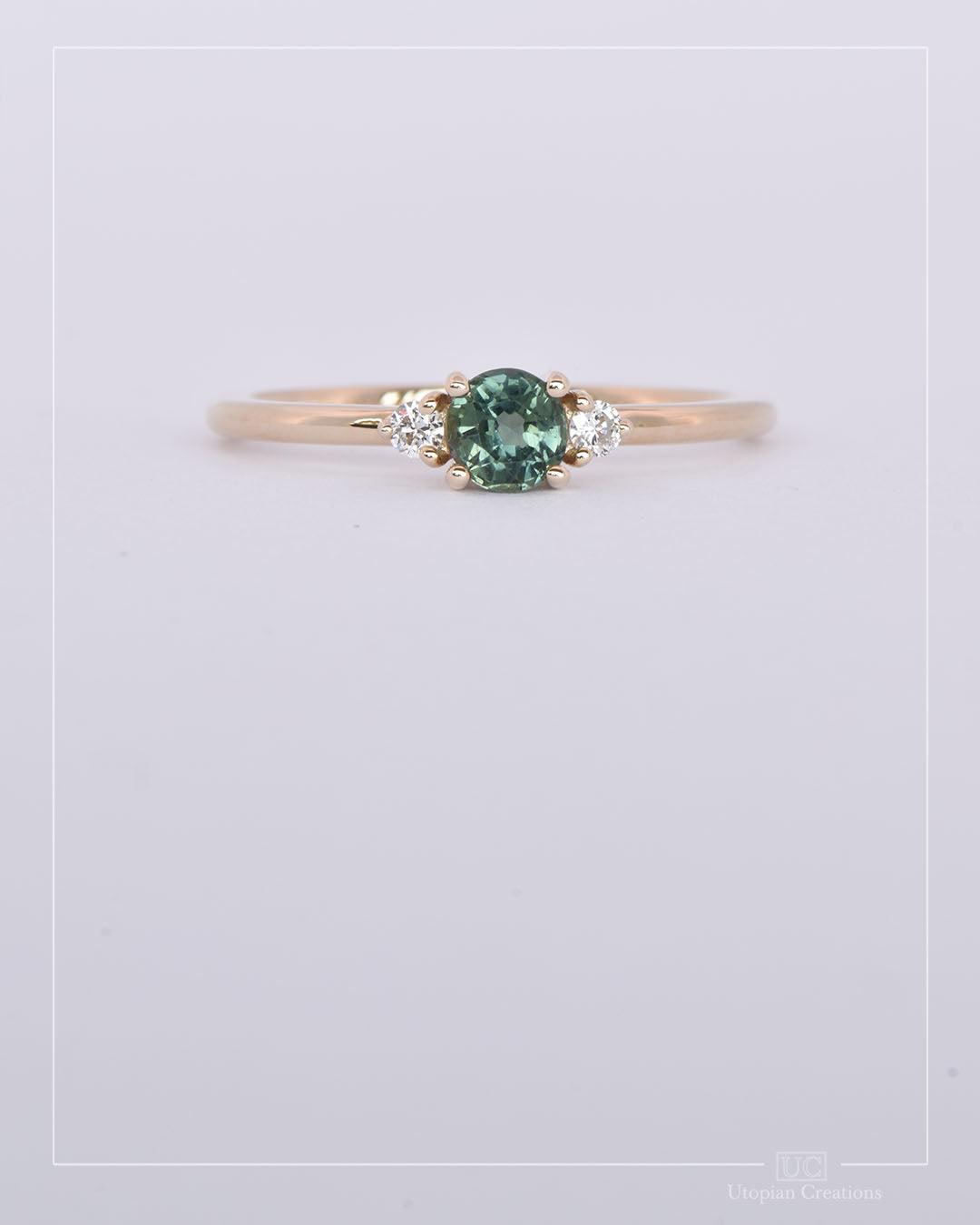 Esme - Green, Teal Australian Sapphire and Diamond Ring