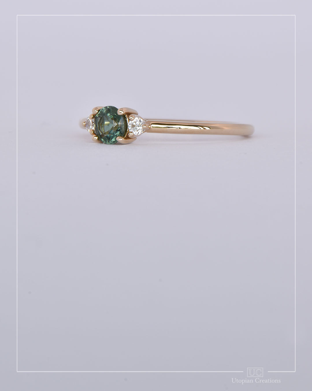 Esme - Green, Teal Australian Sapphire and Diamond Ring