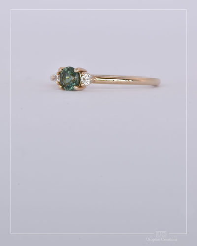 Esme - Green, Teal Australian Sapphire and Diamond Ring