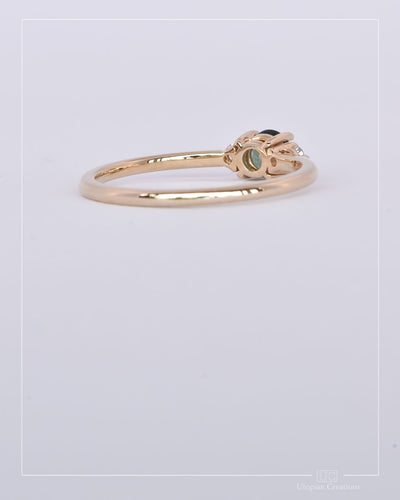 Esme - Green, Teal Australian Sapphire and Diamond Ring