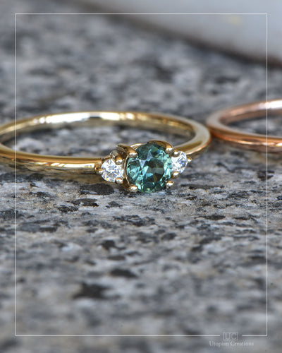 Esme - Green, Teal Australian Sapphire and Diamond Ring