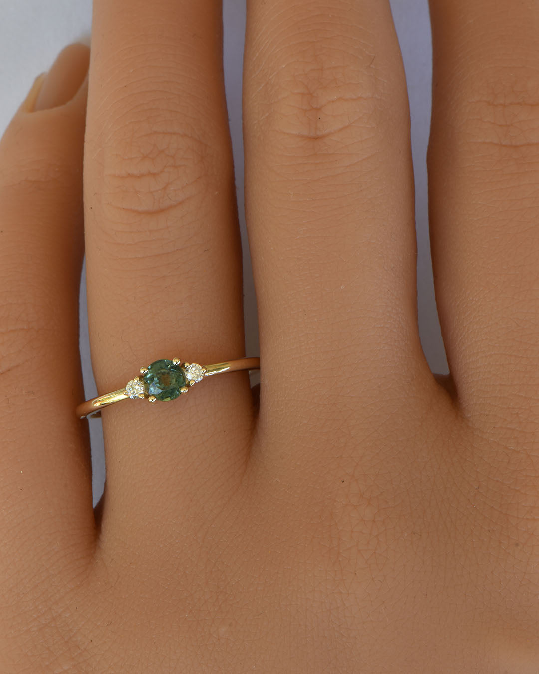 Esme - Green, Teal Australian Sapphire and Diamond Ring