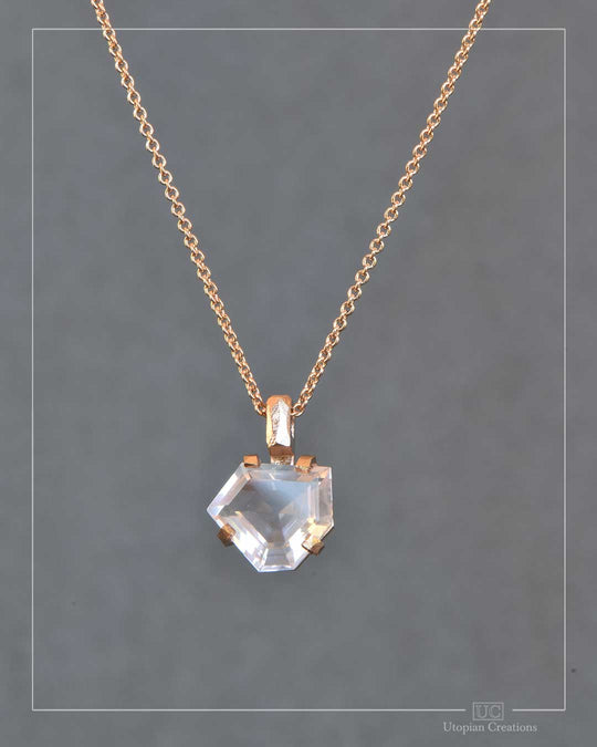 Estelle - Medium Pendant - Rose Quartz and 9k Red Gold