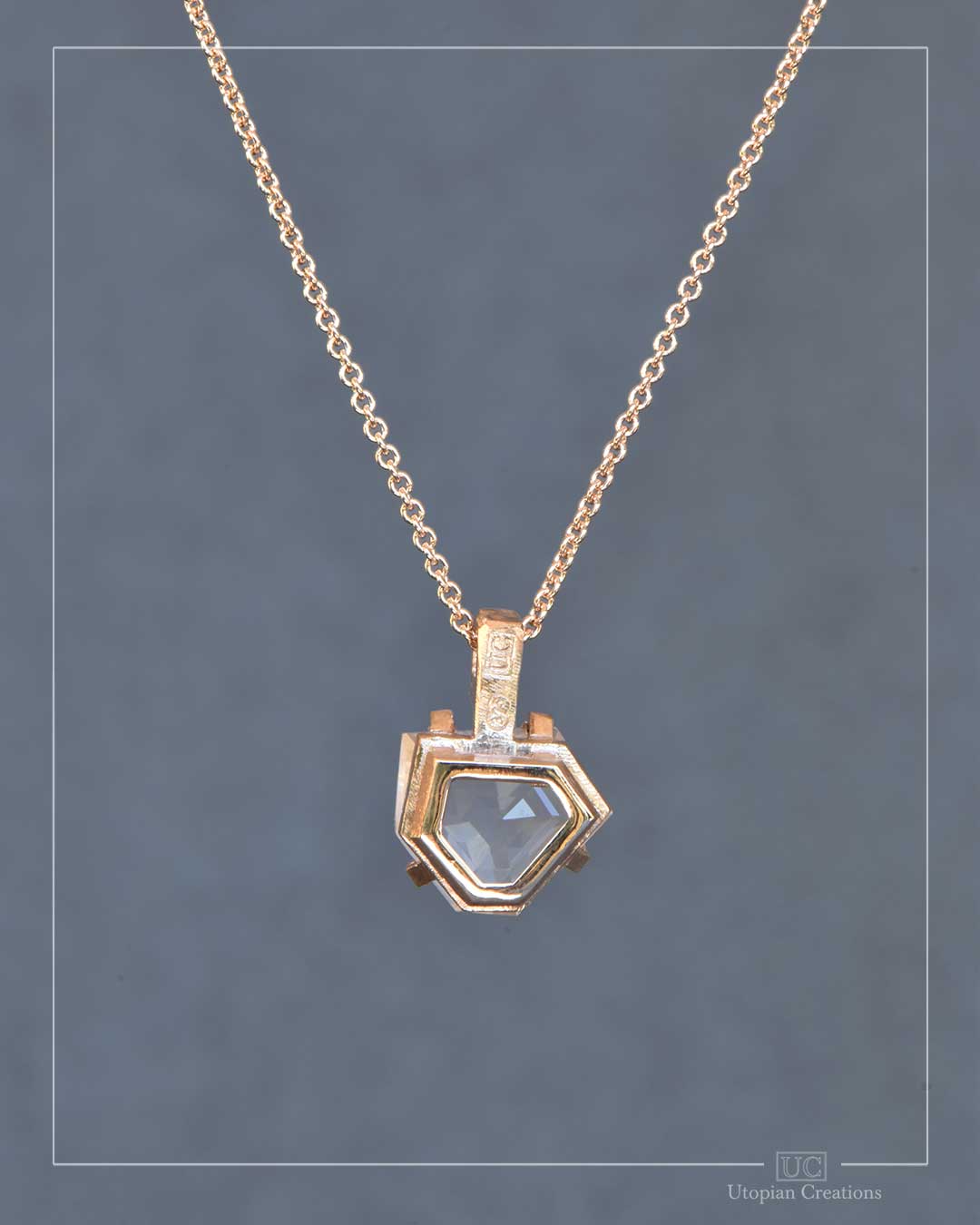 Estelle - Medium Pendant - Rose Quartz and 9k Red Gold