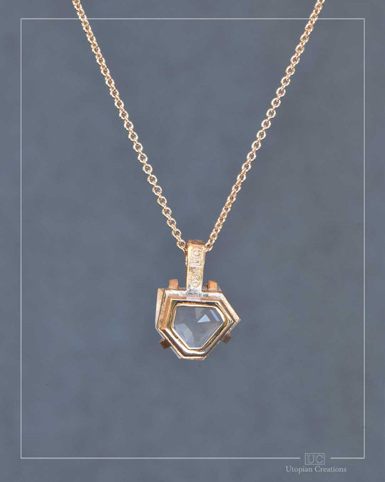 Estelle - Medium Pendant - Rose Quartz and 9k Red Gold