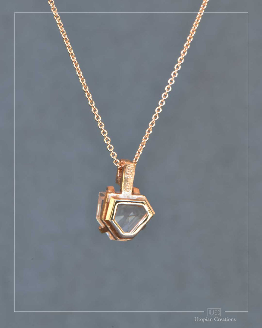 Estelle - Medium Pendant - Rose Quartz and 9k Red Gold