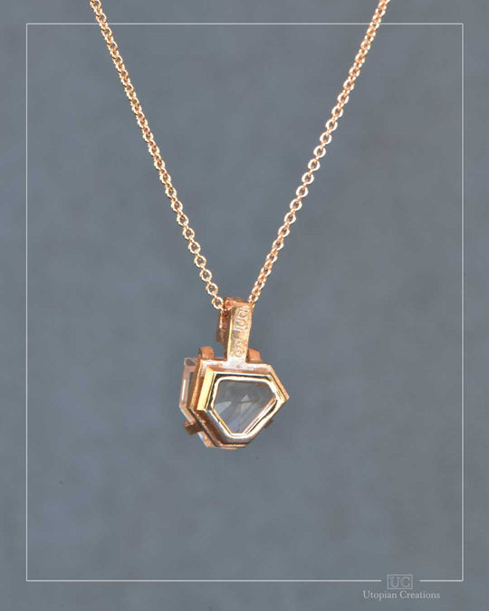 Estelle - Medium Pendant - Rose Quartz and 9k Red Gold