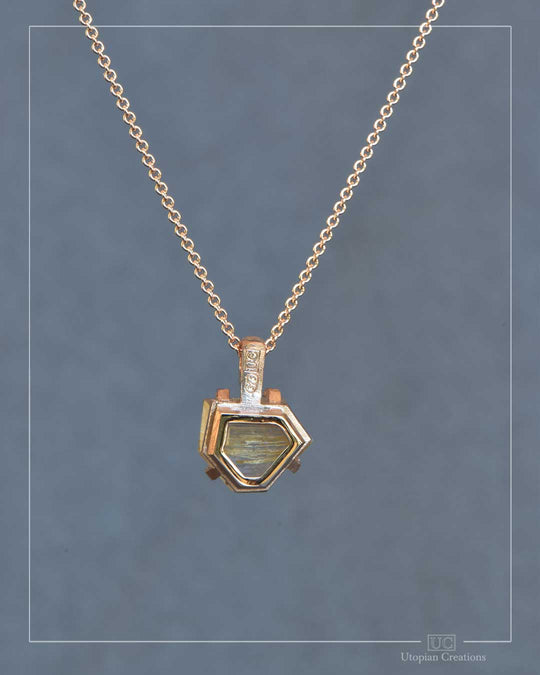 Estelle - Medium Pendant - Golden Rutile Quartz and 9k Red Gold