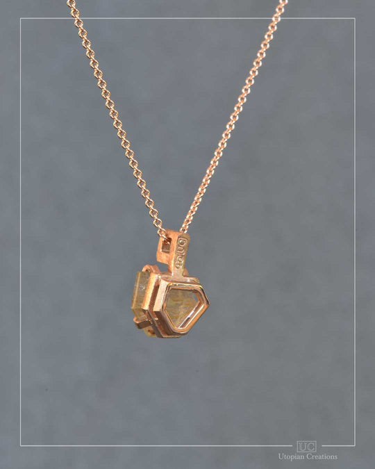 Estelle - Medium Pendant - Golden Rutile Quartz and 9k Red Gold