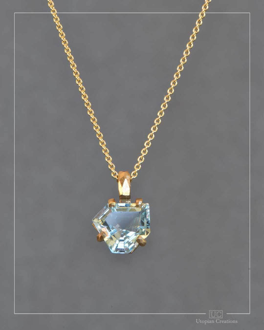 Estelle - Medium Pendant - 9k Yellow Gold &amp; Blue Topaz