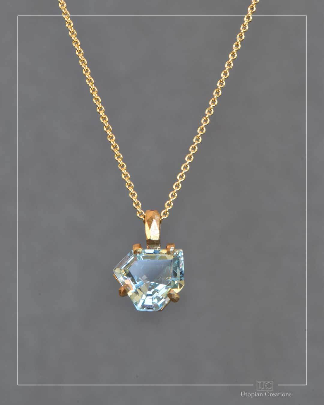 Estelle - Medium Pendant - 9k Yellow Gold & Blue Topaz