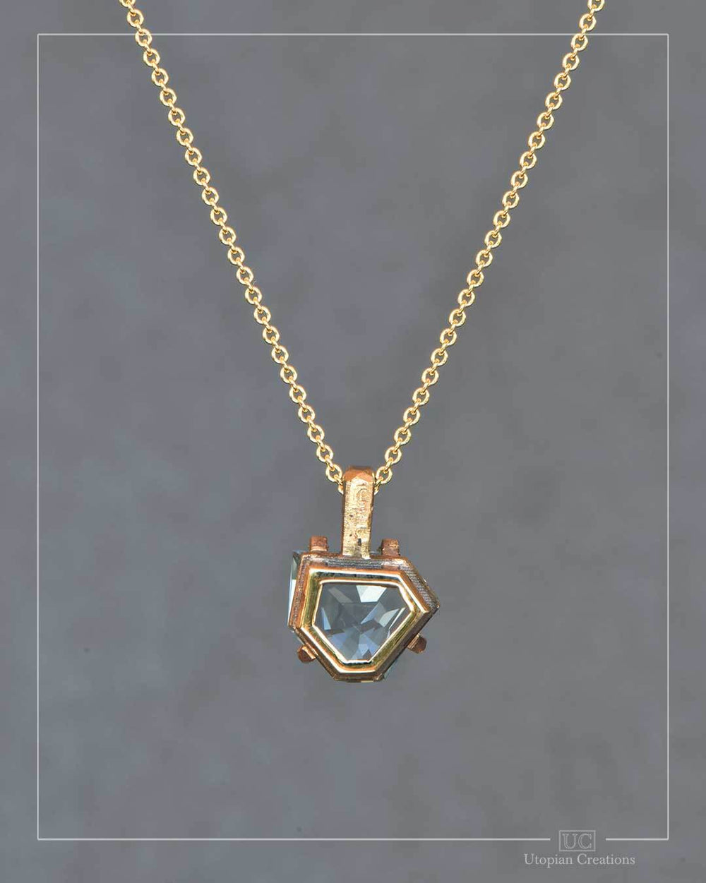Estelle - Medium Pendant - 9k Yellow Gold & Blue Topaz