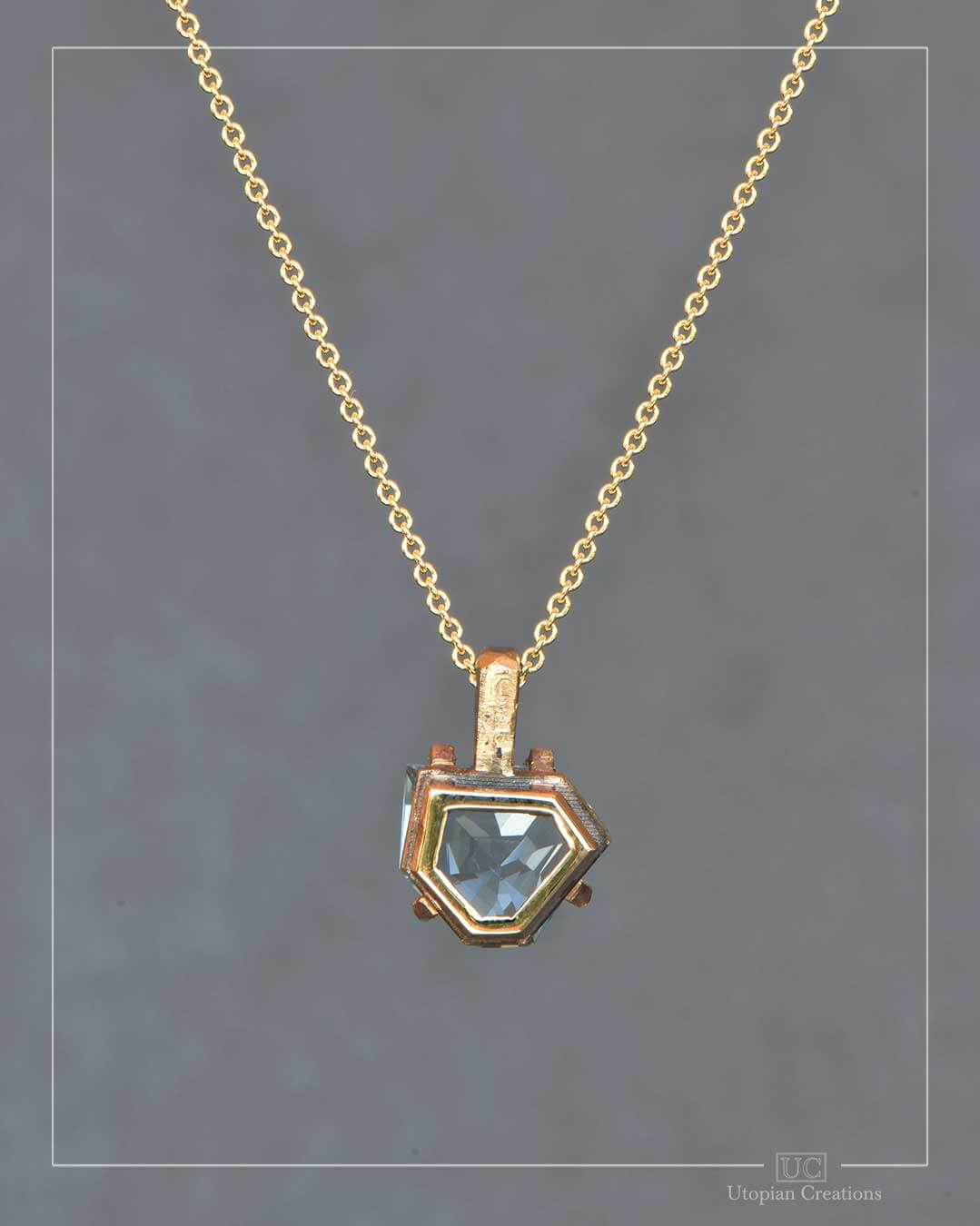 Estelle - Medium Pendant - 9k Yellow Gold &amp; Blue Topaz