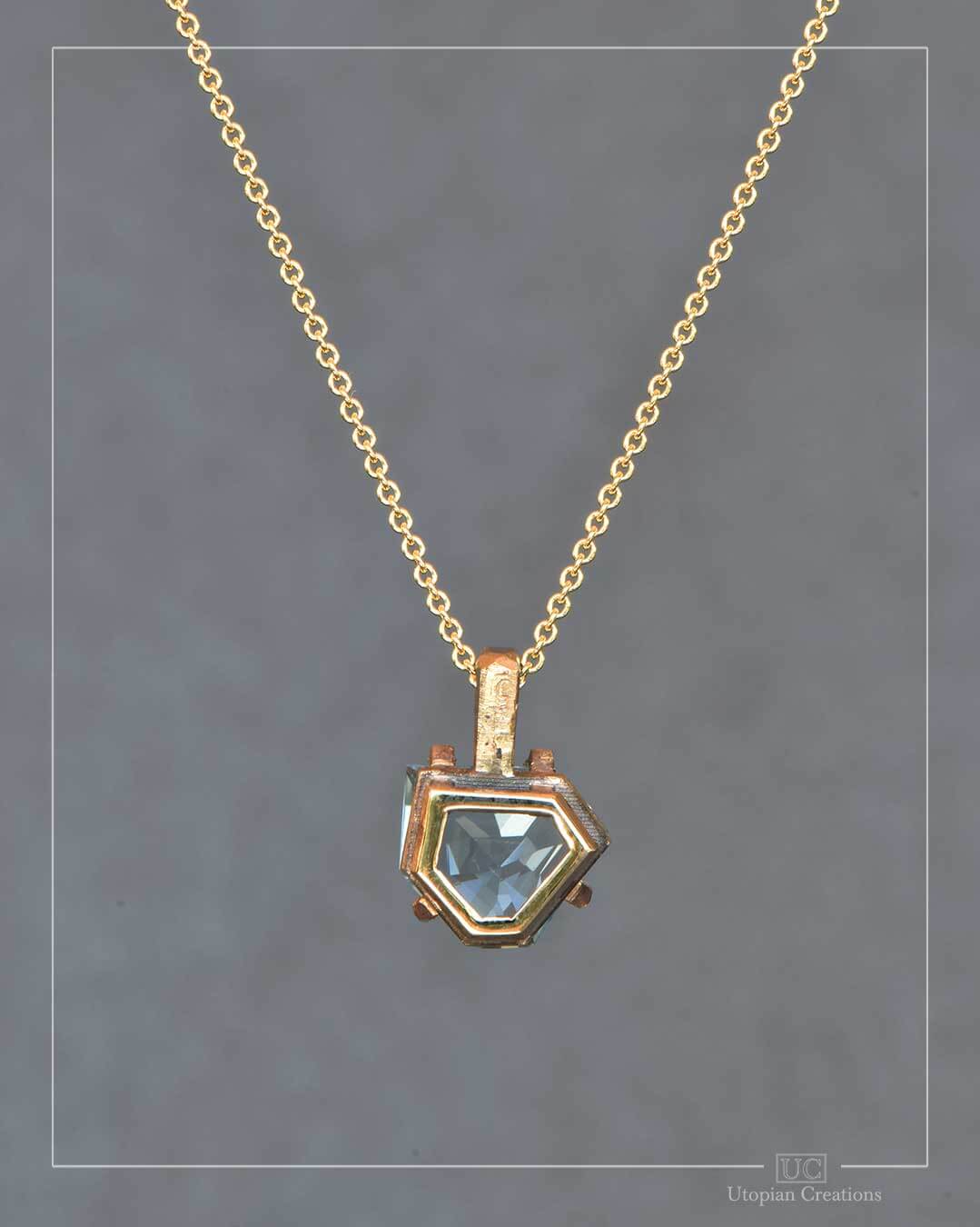 Estelle - Medium Pendant - 9k Yellow Gold & Blue Topaz