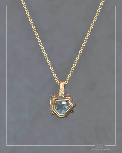 Estelle - Medium Pendant - 9k Yellow Gold & Blue Topaz