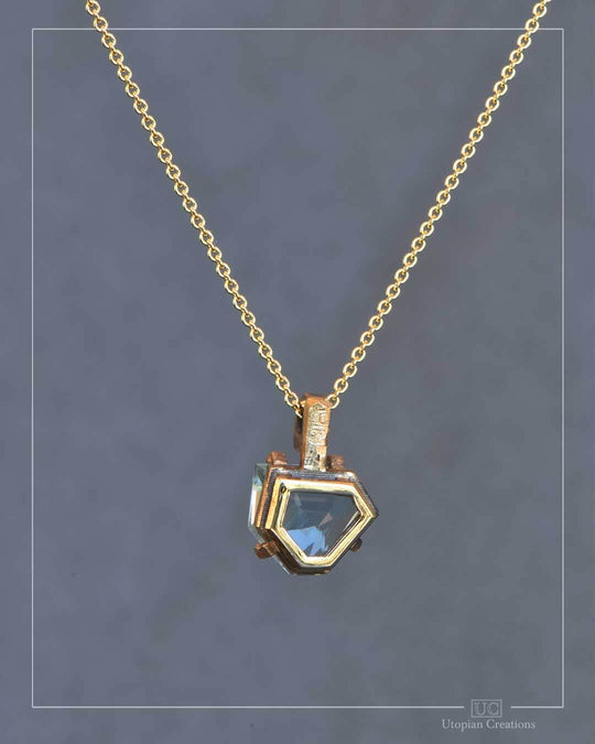 Estelle - Medium Pendant - 9k Yellow Gold &amp; Blue Topaz